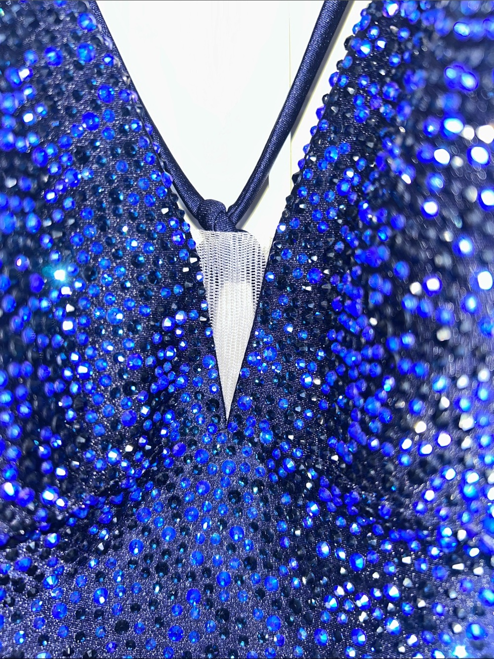 Amelia Couture Sparkly Rhinestone Bodycon Mini Dress (Style 3100S) in Navy - Picture 8 of 16